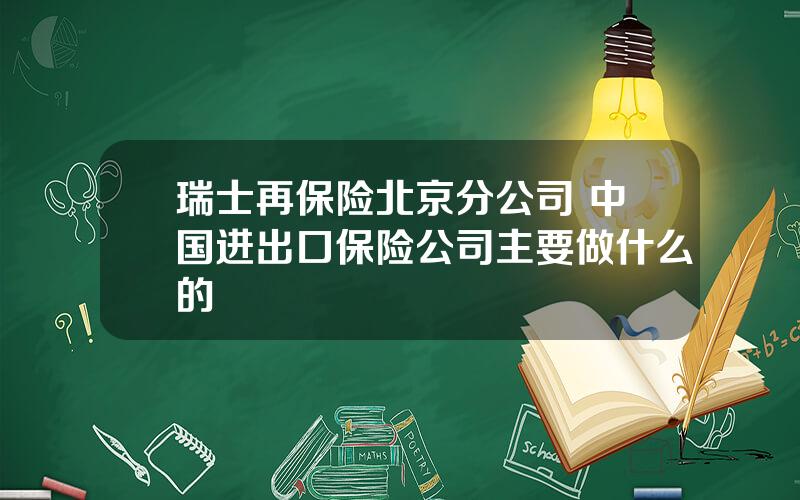 瑞士再保险北京分公司 中国进出口保险公司主要做什么的